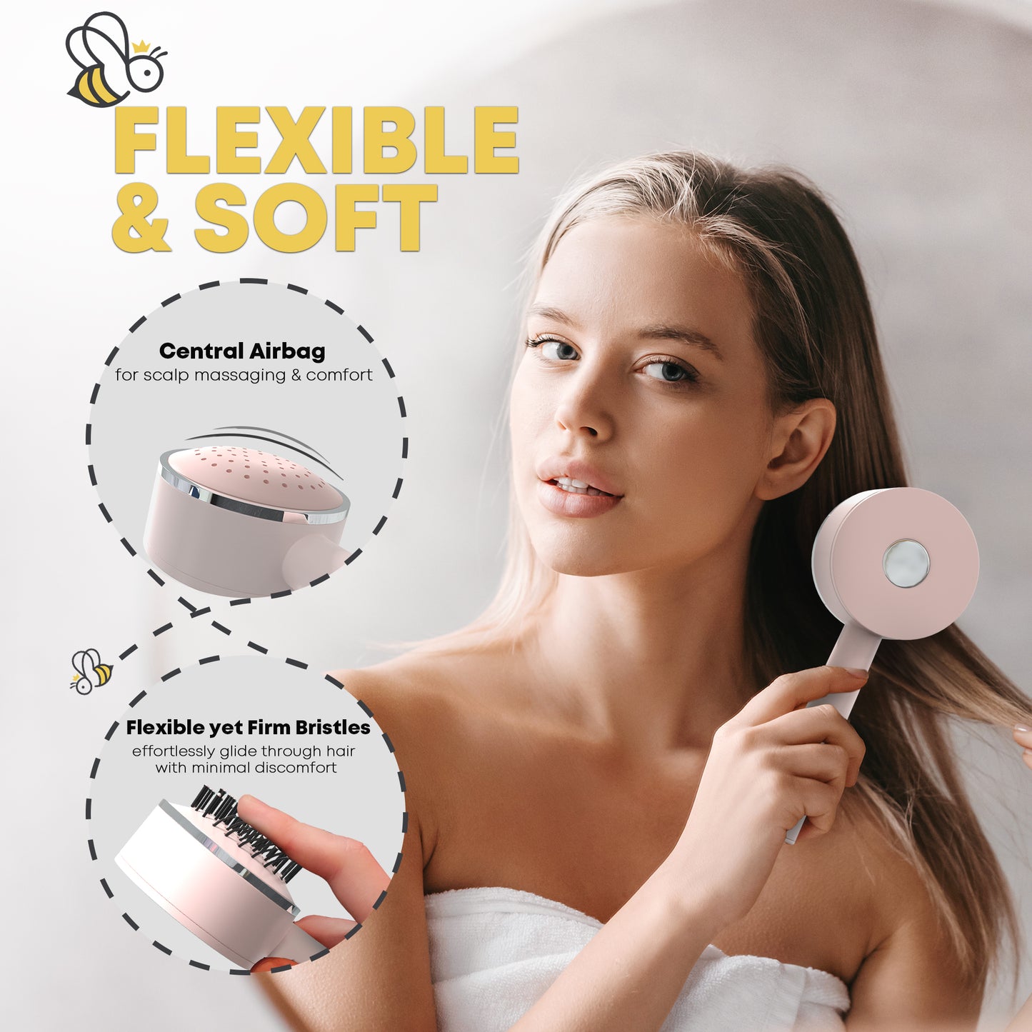 Cleen Bee Self Cleaning Hair Brush - Pink