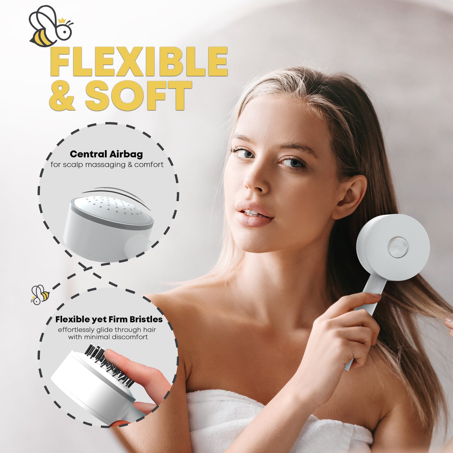 Cleen Bee Self Cleaning Hair Brush - White